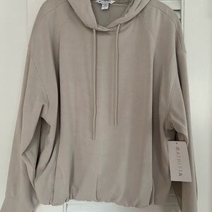 Athleta Sea Soft Bubble Hem Hoodie abalone grey nwt